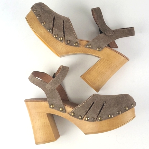 Tiziana Shoes - Tiziana Suede Leather Studded Platform Chunky Ankle Strap Clog